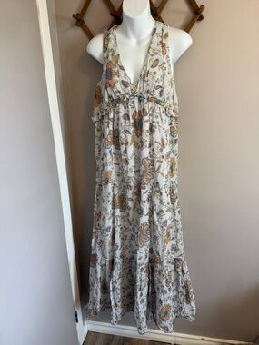 Rachel Zoe Floral Boho Tiered cotton Maxi Dress Small